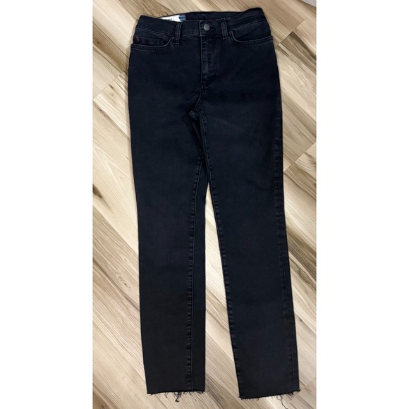 Marine Layer Jeans‎ Women's 26 Black Vintage Straight Raw Hem Stretch - Picture 2 of 12